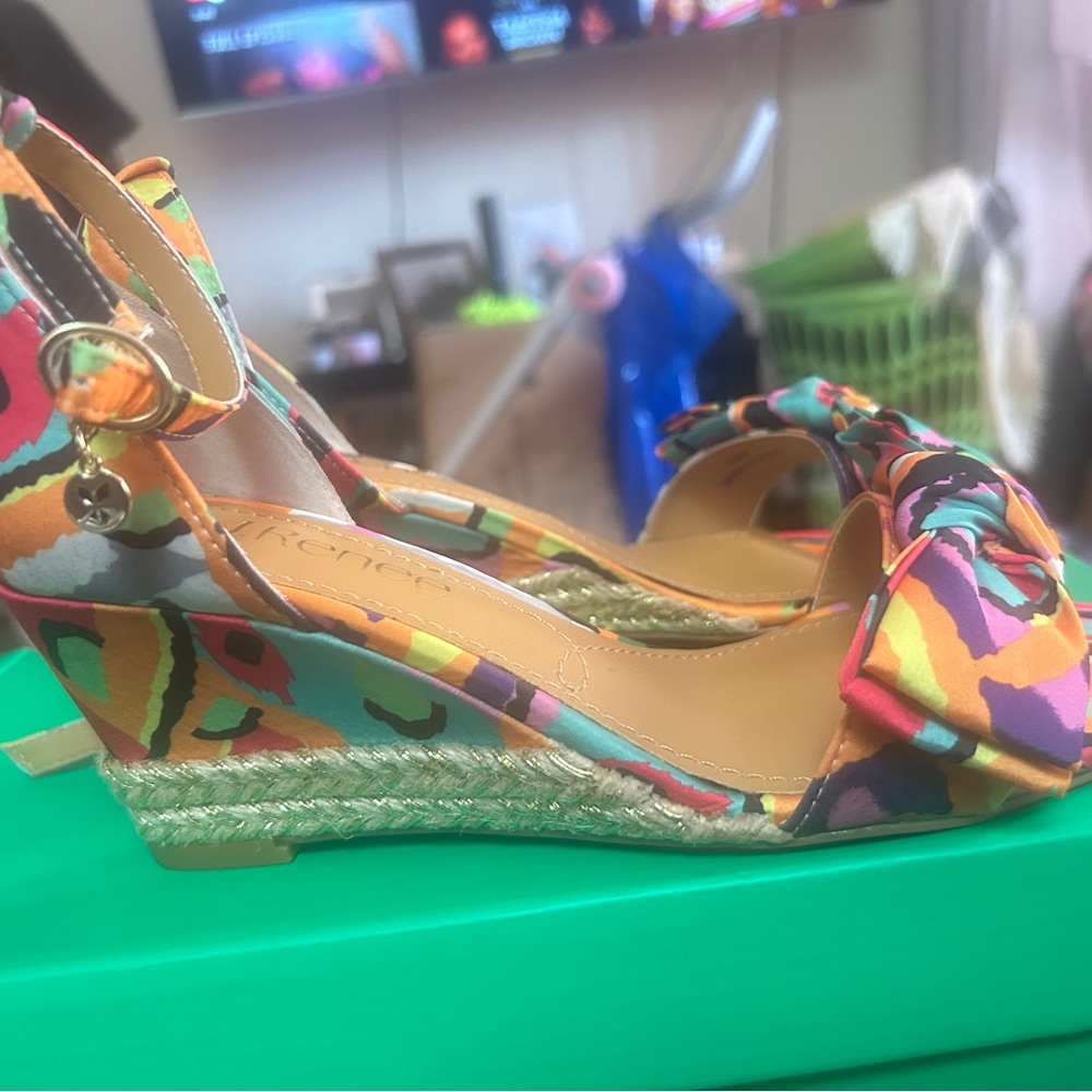 J.Renee Colorful Patterned Wedge Sandals
